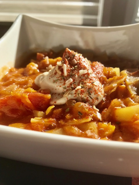 Spicy Cabbage with Lentil Soup