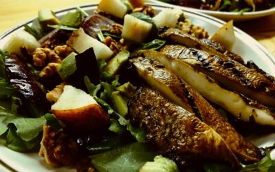 Grilled Portobello, Pear and Toasted Walnut Salad
