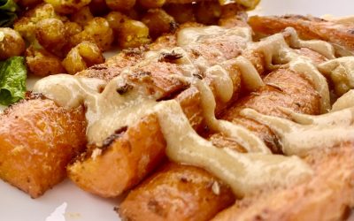 Roasted Carrots with Cumin Coriander Tahini Sauce