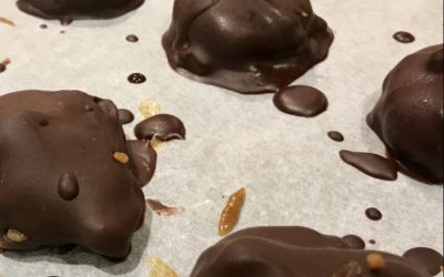 “Turtles” Inspired Chocolate Covered Pecans and Date Caramel