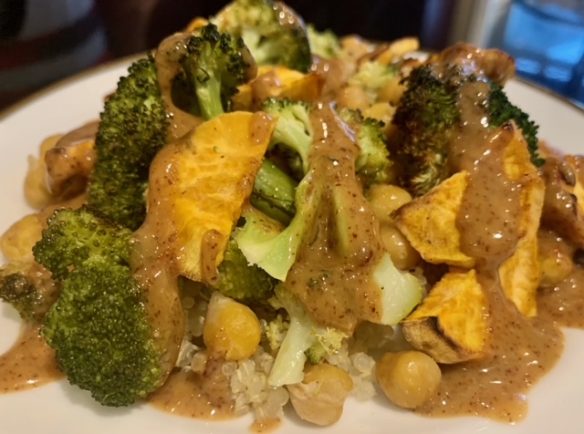 Roasted Broccoli, Sweet Potato & Chickpea Buddha Bowl