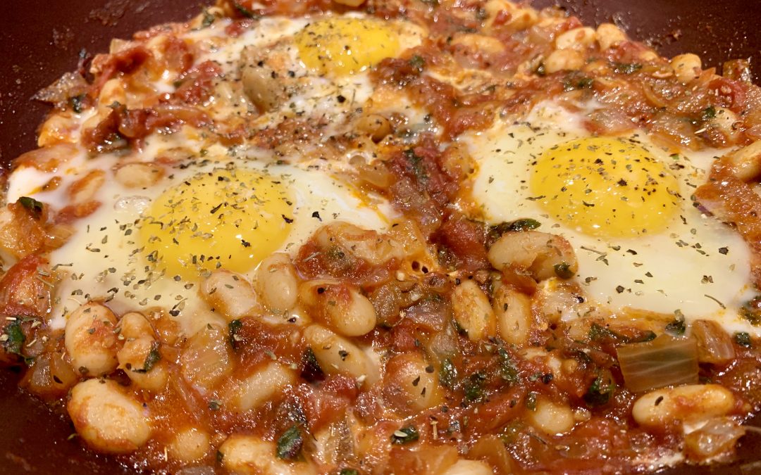 Spicy White Bean Eggs in Purgatory