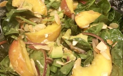 Peach Salad with Avocado, Toasted Almonds & Goat Cheese